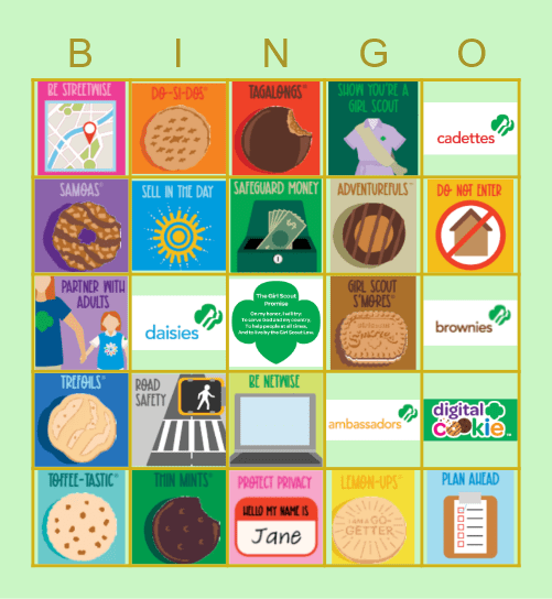 Girl Scouts Cookie Rally (Troop 33446) Bingo Card