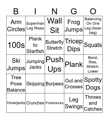 :) FITNESS BINGO :)  Bingo Card
