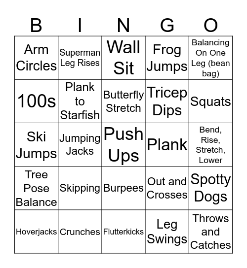 :) FITNESS BINGO :)  Bingo Card