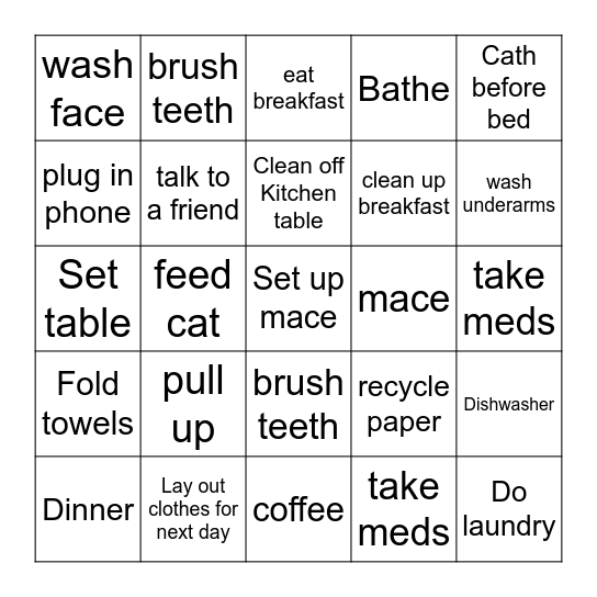 Wednesday Bingo Card