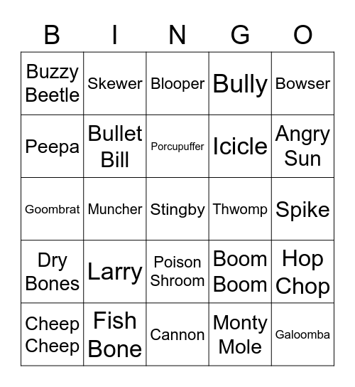 Many Ways to Die: SMM2 Bingo Card