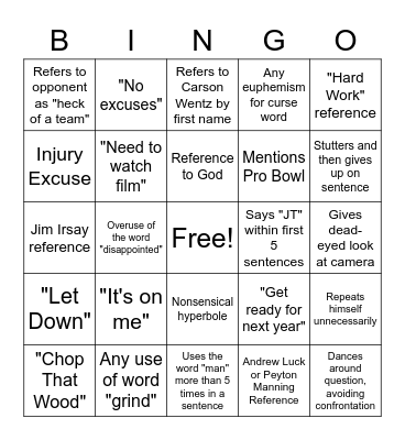 FRANK REICH PRESS CONFERENCE BINGO Card