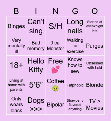 Okra’s Bingo Card