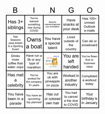 Team Bingo Card