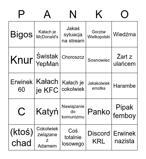 Gartic Phone Bingo Card