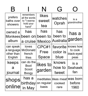 CPC#1 Bingo Card