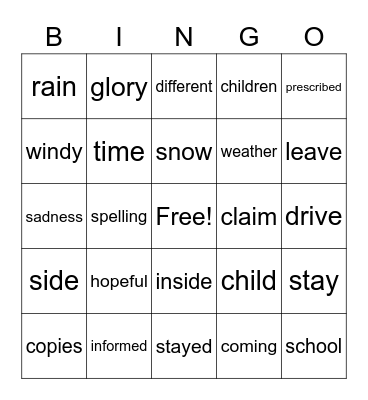 purple bingo lesson 35-39 Bingo Card