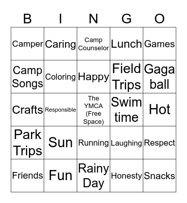 Camp Wilderness  Bingo Card