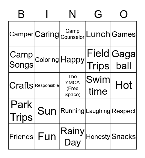 Camp Wilderness  Bingo Card