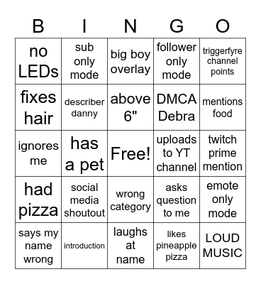 Twitch BINGO Card
