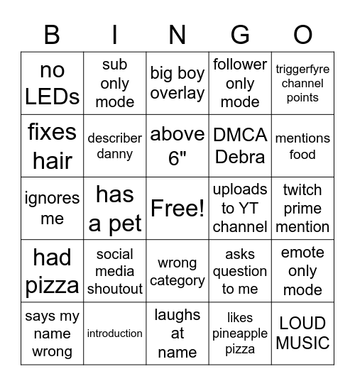 Twitch BINGO Card