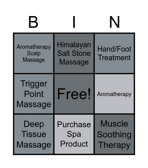 Massage Edition Bingo Card