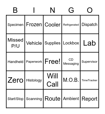 Driver Bingo Card