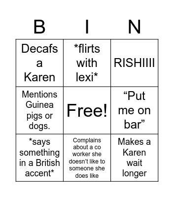 Haley bingo Card