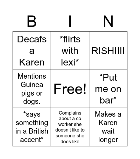 Haley bingo Card