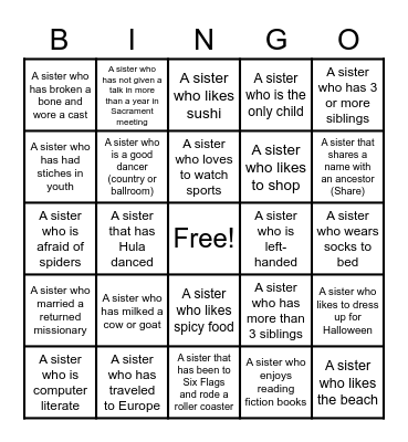 RS Mingle BINGO Card