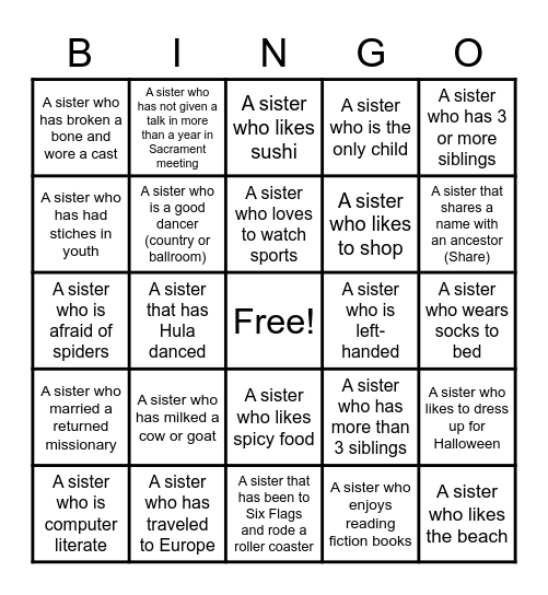RS Mingle BINGO Card