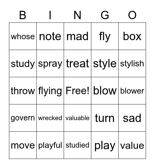 purple bingo lesson 40-44 Bingo Card