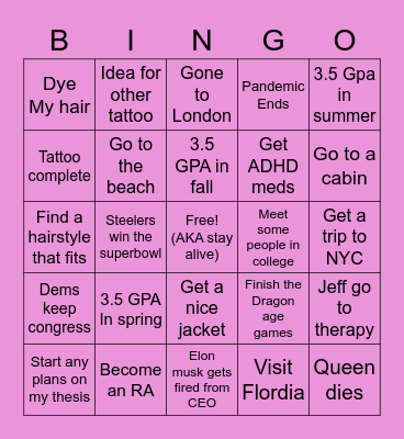 2022  Bingo Card