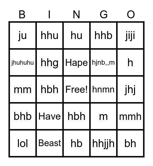 TEST Bingo Card