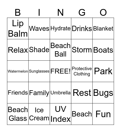 Summer Fun Bingo Card