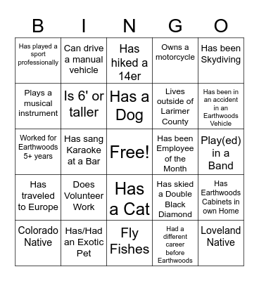 Get To Know Ya Bingo Card