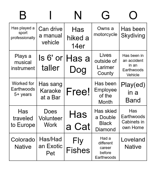 Get To Know Ya Bingo Card
