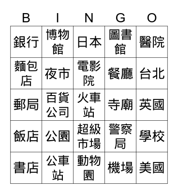 will go to ....tomorrow/ went to.....yesterday Bingo Card