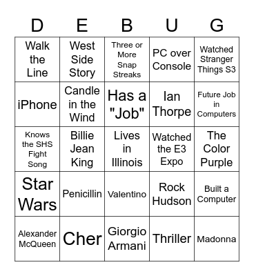 Intro to Coding: Python Bingo Card