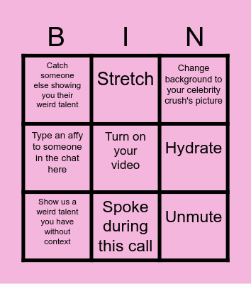 Virtual Farewell Bingo Card