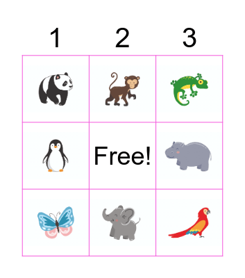 Animals Bingo Card