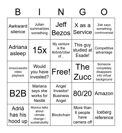COVID Season Entrepr. BINGO Card