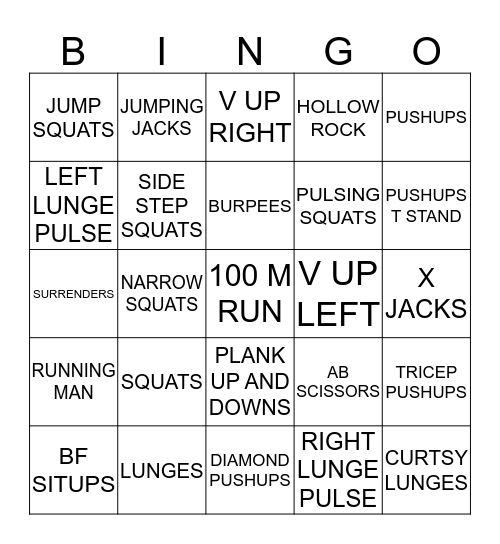 LEAH'S BOOTCAMP BINGO Card