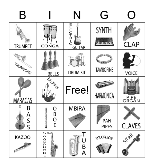 Instrument Bingo Card
