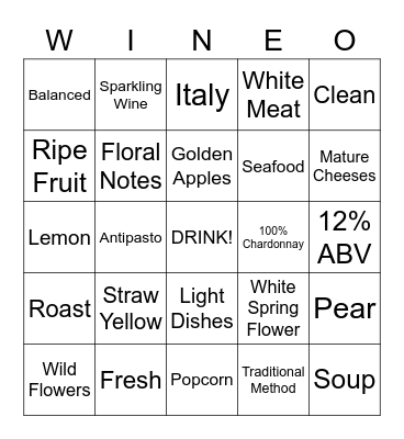 Ferrari Brut Bingo Card