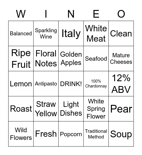 Ferrari Brut Bingo Card