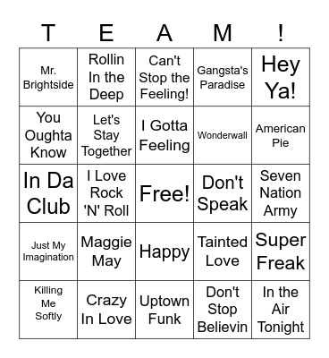 DRMS Music Bingo Card