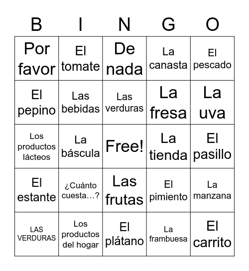 Supermercado BINGO Card