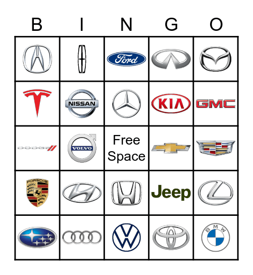 Car Bingo Card