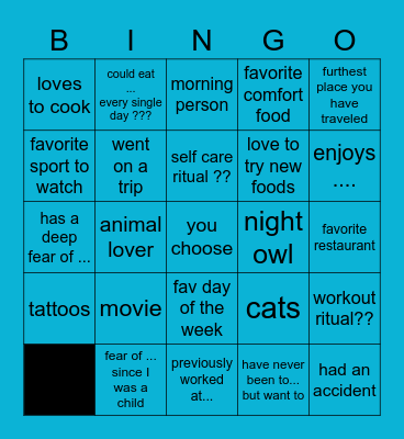 Welcome to SW3110 Bingo Card