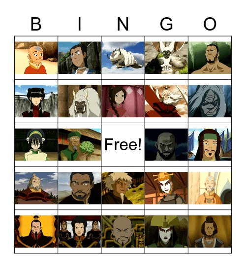 Avatar Bingo Card