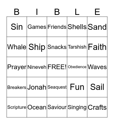 VBS Bingo Card