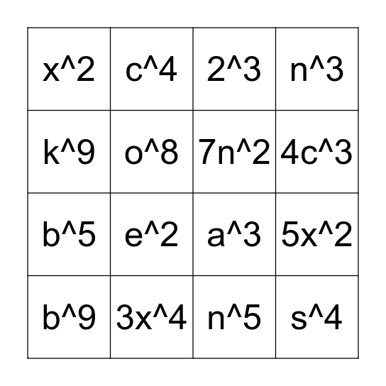 5.2 Day 1 Review Bingo Card