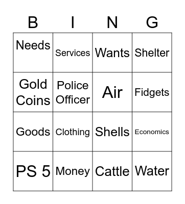 Economics Bingo Card