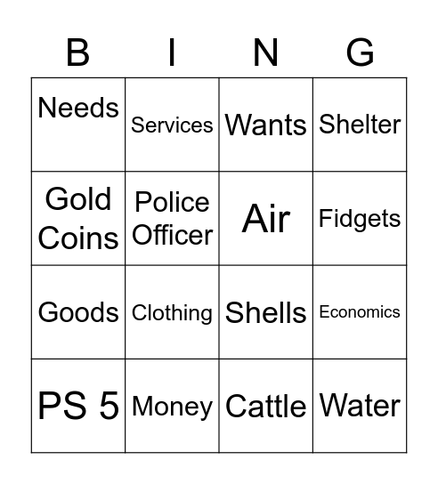 Economics Bingo Card