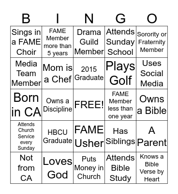 Get to Know and Love Thy Neighbor Bingo Card