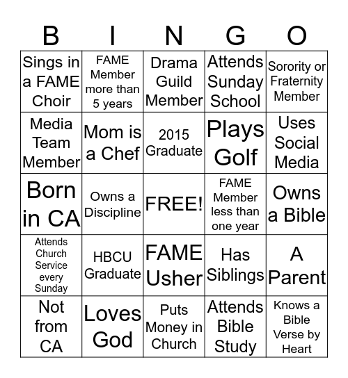 Get to Know and Love Thy Neighbor Bingo Card