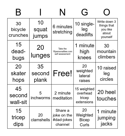 Tuesday Bingo Card