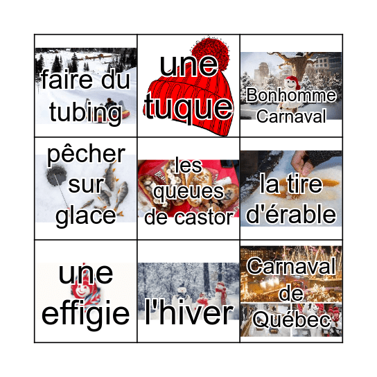 Le Carnaval de Quebec Bingo Card