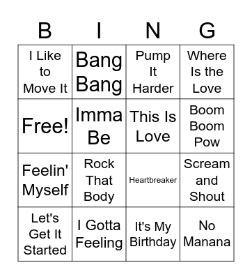 Will I Am Bingo Card